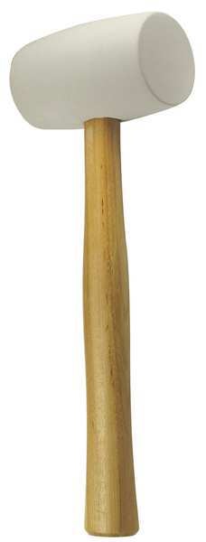 32 oz. Rubber Mallet, Non-Marring, 2 1/1 in Face Dia., 13 3/4 in L Wood Handle