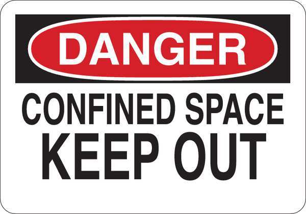 Danger Sign, Confined Space, 7inH x 10inW