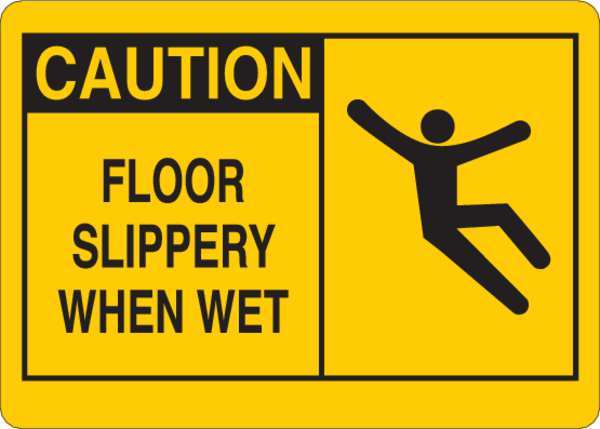 Caution Sign, 7 in Height, 10 in Width, Aluminum, English