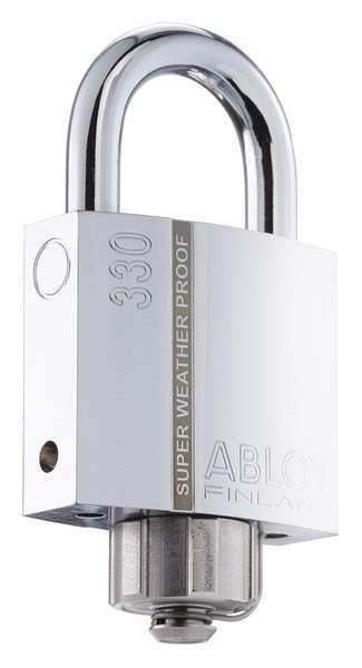 Padlock, Keyed Different, Long Shackle, Rectangular Brass Body, Hardened Steel Shackle, 1 in W