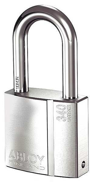 Padlock, Keyed Different, Long Shackle, Rectangular Hardened Steel Body, Boron Shackle, 1 3/32 in W