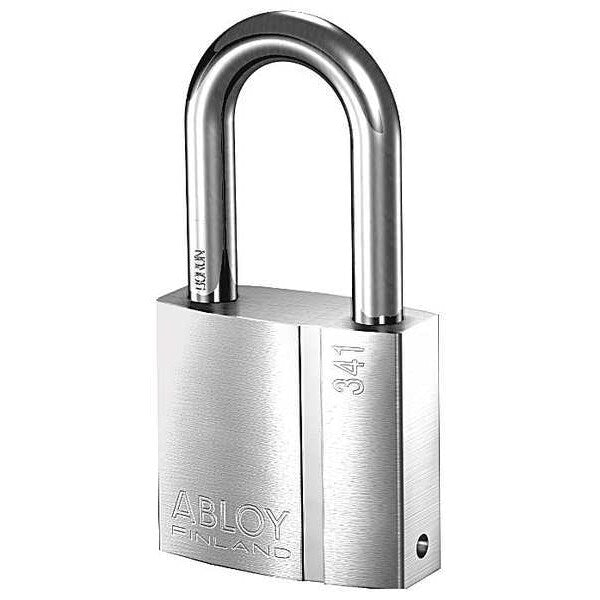 Padlock, Keyed Different, Long Shackle, Rectangular Brass Body, Hardened Steel Shackle, 1 3/32 in W