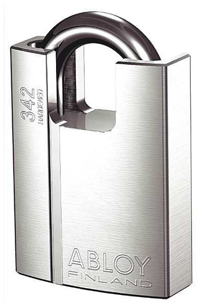 Padlock, Keyed Different, Partially Hidden Shackle, Rectangular Brass Body, Hardened Steel Shackle