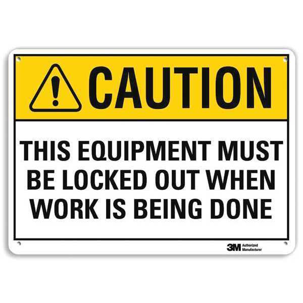 Caution Sign, 7 in Height, 10 in Width, Aluminum, Vertical Rectangle, English