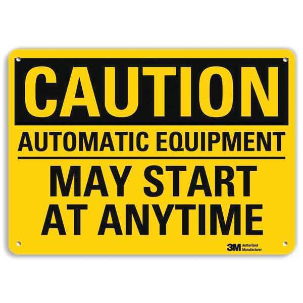 Caution Sign, 7 in Height, 10 in Width, Plastic, Vertical Rectangle, English