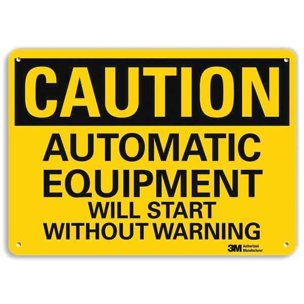 Caution Sign, 10 in Height, 14 in Width, Aluminum, Horizontal Rectangle, English