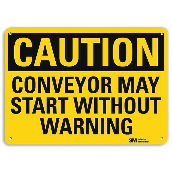 Caution Sign, 7 in Height, 10 in Width, Plastic, Vertical Rectangle, English
