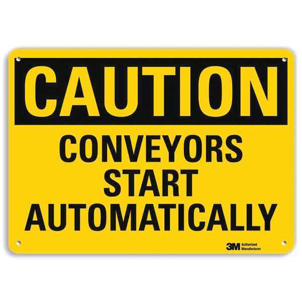 Caution Sign, 10 in Height, 14 in Width, Plastic, Horizontal Rectangle, English