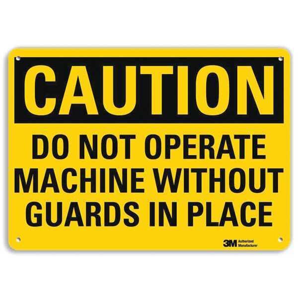 Caution Sign, 10 in Height, 14 in Width, Plastic, Horizontal Rectangle, English