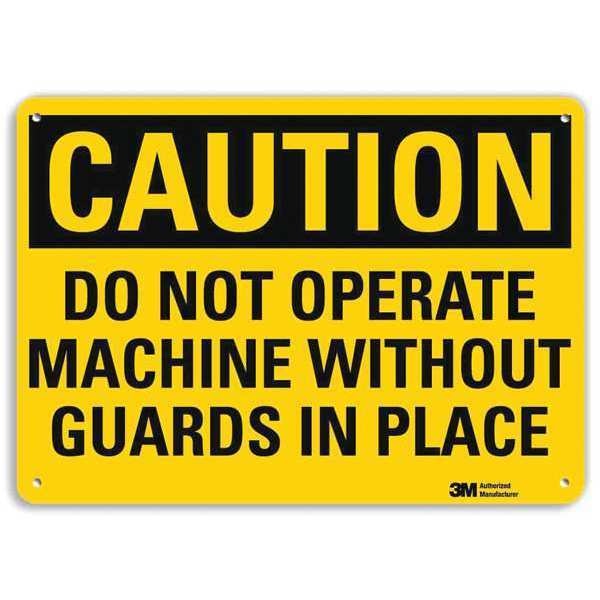 Caution Sign, 7 in Height, 10 in Width, Plastic, Vertical Rectangle, English