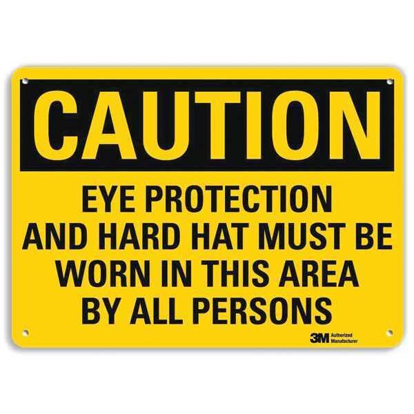 Safety Sign, Eye Prtection Hard Hat, 10inH