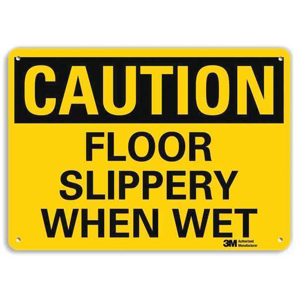 Caution Sign, 10 in H, 14 in W, Plastic, Horizontal Rectangle, English, U4-1318-NP_14X10