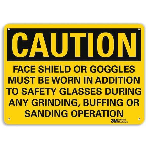 Safety Sign, Face Shields Goggles, 10in.H