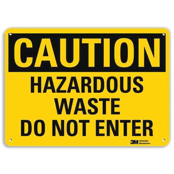 Caution Sign, 10 in H, 14 in W, Horizontal Rectangle, English, U4-1380-RA_14X10
