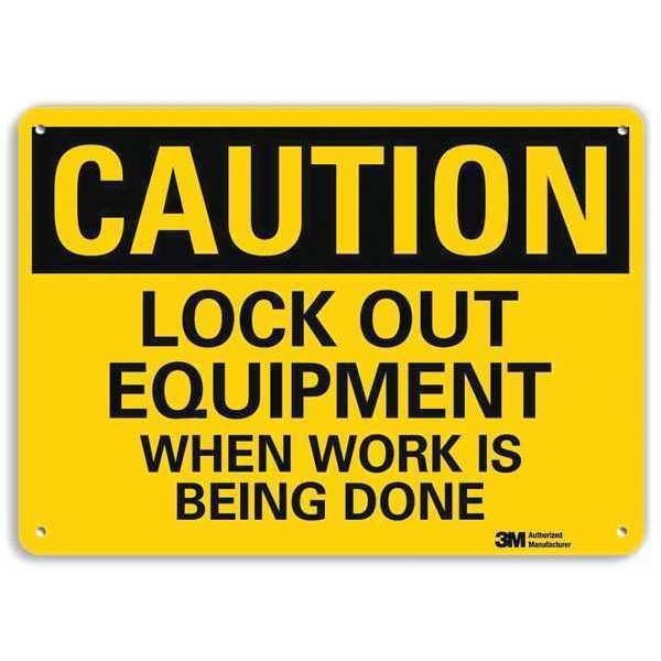 Caution Sign, 10 in Height, 14 in Width, Aluminum, Horizontal Rectangle, English