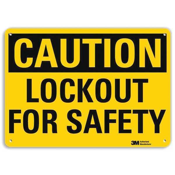 Caution Sign, 10 in Height, 14 in Width, Aluminum, Horizontal Rectangle, English