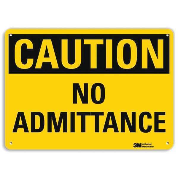 Caution Sign, 10 in H, 14 in W, Plastic, Horizontal Rectangle, English, U4-1539-NP_14X10