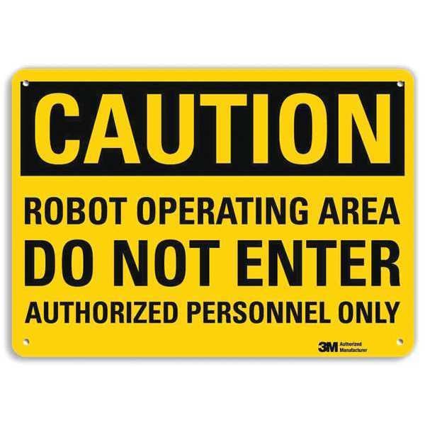 Caution Sign, 7 in Height, 10 in Width, Aluminum, Vertical Rectangle, English