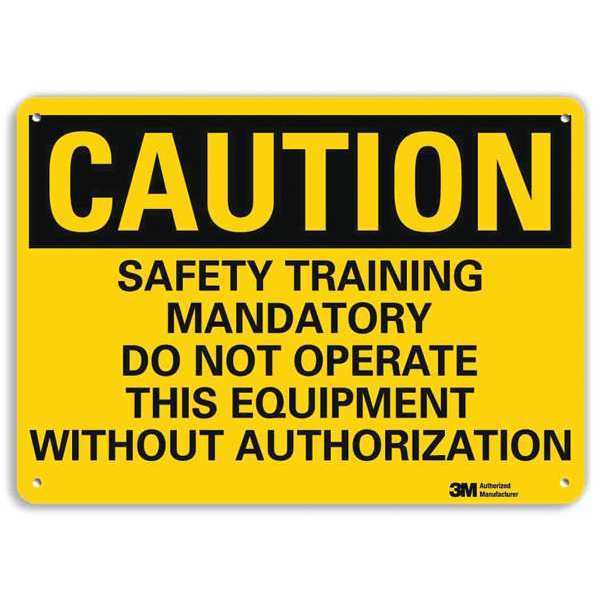 Caution Sign, 7 in Height, 10 in Width, Aluminum, Vertical Rectangle, English