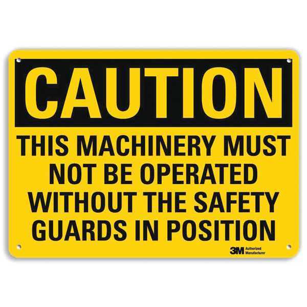 Caution Sign, 7 in Height, 10 in Width, Aluminum, Vertical Rectangle, English