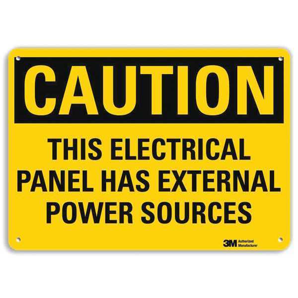 Safety Sign, External Power Sources, 10inH