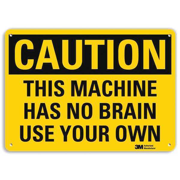 Caution Sign, 7 in Height, 10 in Width, Aluminum, Vertical Rectangle, English