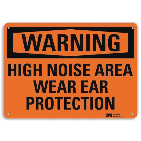 Warning Sign, High Noise Area, Text, 10in H