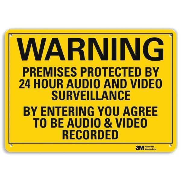 Warning Sign, 10 in Height, 14 in Width, Aluminum, Vertical Rectangle, English