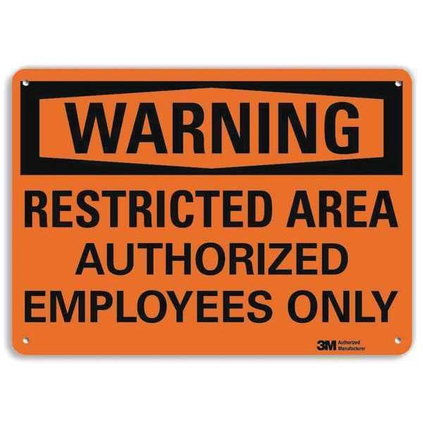 Warning Sign, 7 in H, 10 in W, Aluminum, Vertical Rectangle, English, U6-1215-NA_10x7