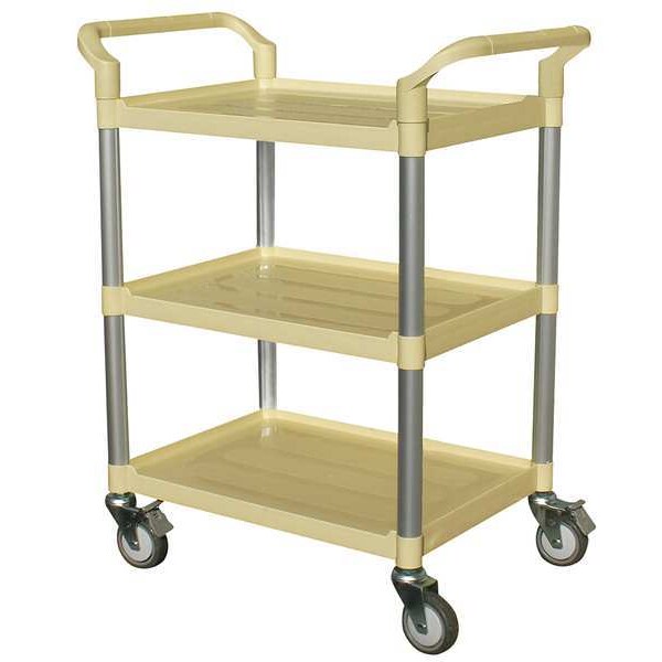 Polypropylene (Shelf)/Aluminum (Leg) Dual-Handle Utility Cart with Lipped Plastic Shelves, 250 lb