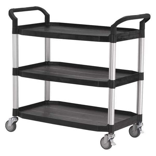 Polypropylene/Fiber Glass (Shelf)/Aluminum (Leg) Utility Cart with Deep Lipped Plastic Shelves