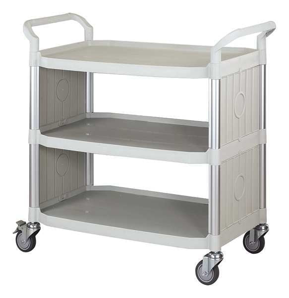 Fiber Glass/Polypropylene Enclosed Service Cart, 3 Shelves, 400 lb