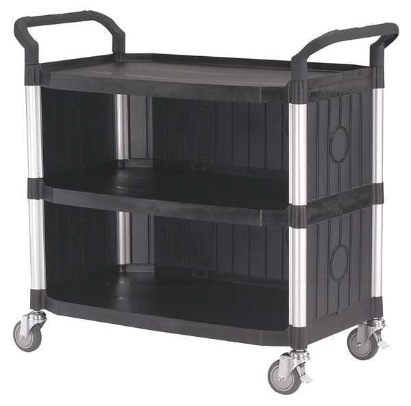 Fiber Glass/Polypropylene Enclosed Service Cart, 3 Shelves, 400 lb