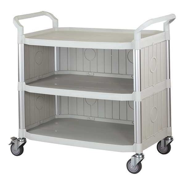 Fiber Glass/Polypropylene Enclosed Service Cart, 3 Shelves, 400 lb