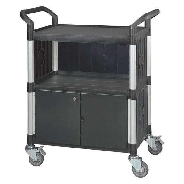 Fiber Glass/Polypropylene Enclosed Service Cart, 3 Shelves, 400 lb