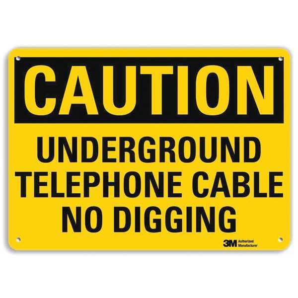 Caution Sign, 10 in Height, 14 in Width, Aluminum, Horizontal Rectangle, English