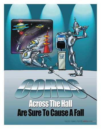 Safety Poster, Cords Across The Hall, ENG