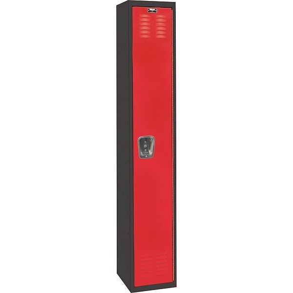 Wardrobe Locker, 12 in W, 18 in D, 72 in H, (1) Tier, (1) Wide, Red/Black