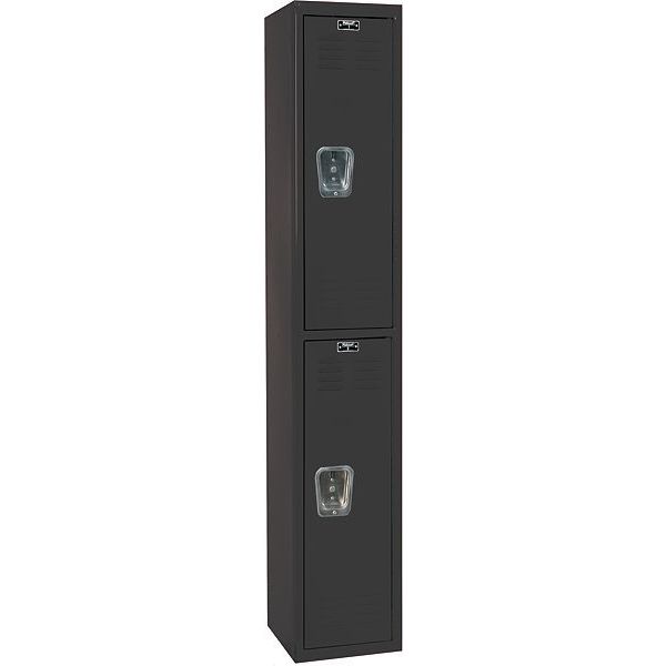 Wardrobe Locker, 12 in W, 18 in D, 72 in H, (1) Wide, (2) Openings, Black