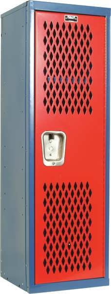 Wardrobe Locker, 15 in W, 15 in D, 48 in H, (1) Tier, (1) Wide, Red/Blue