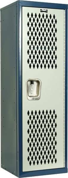 Wardrobe Locker, 15 in W, 15 in D, 48 in H, (1) Tier, (1) Wide, Light Gray/Navy Blue