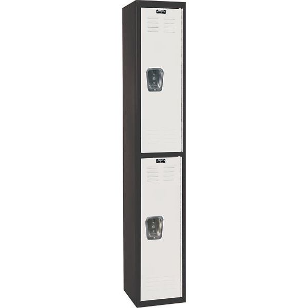 Wardrobe Locker, 12 in W, 18 in D, 72 in H, (1) Wide, (2) Openings, Light Gray/Black