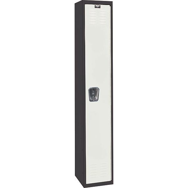 Wardrobe Locker, 12 in W, 18 in D, 72 in H, (1) Tier, (1) Wide, Light Gray/Black