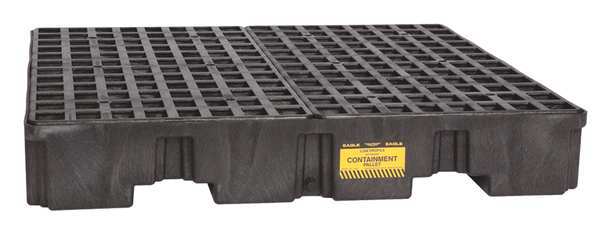 Drum Spill Containment Pallet, 66 gal Spill Capacity, 4 Drum, 8000 lb., Polyethylene