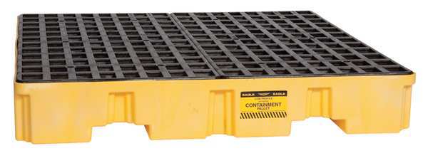 Drum Spill Containment Pallet, 66 gal Spill Capacity, 4 Drum, 8000 lb., Polyethylene