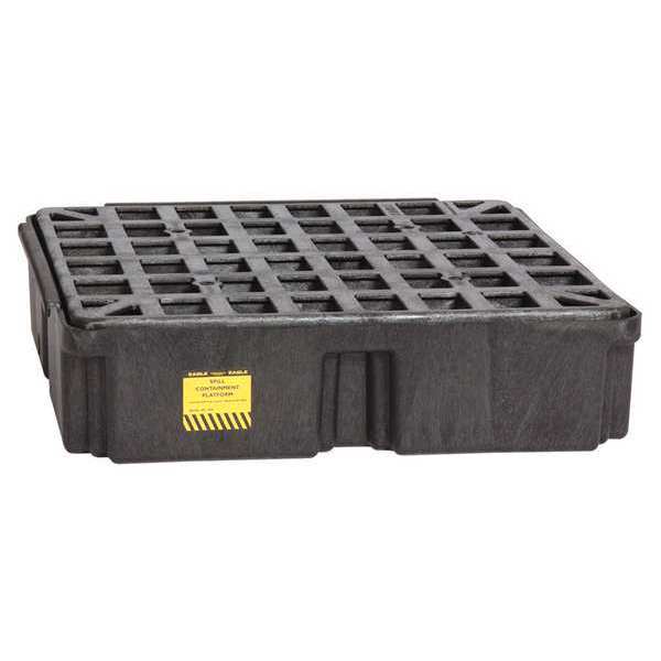 Drum Spill Containment Platform, 15 gal Spill Capacity, 1 Drum, 2000 lb., Polyethylene