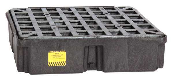 Drum Spill Containment Platform, 15 gal Spill Capacity, 1 Drum, 2000 lb., Polyethylene