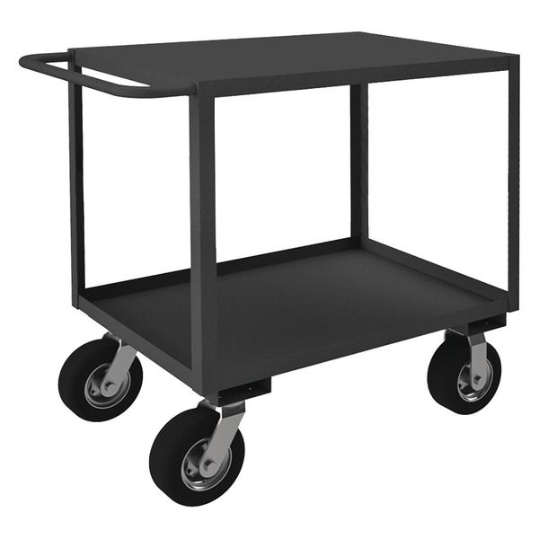 Steel Utility Cart with Lipped & Flush Metal Shelves, Flat, 2 Shelves, 1,200 lb
