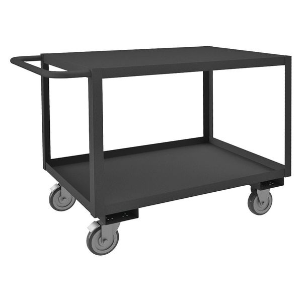 Steel Utility Cart with Lipped & Flush Metal Shelves, Flat, 2 Shelves, 1,200 lb
