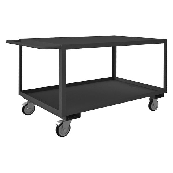 Steel Utility Cart with Lipped & Flush Metal Shelves, Flat, 2 Shelves, 1,200 lb